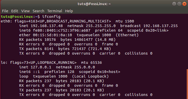 ifconfig basic command