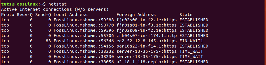 netstat command example