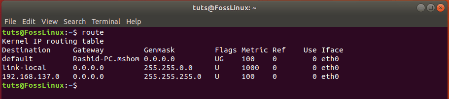 route command example