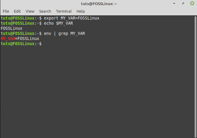 exporting shell variables to environmental variables