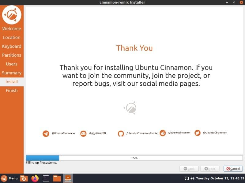 Calamares Installer - Installation Screen