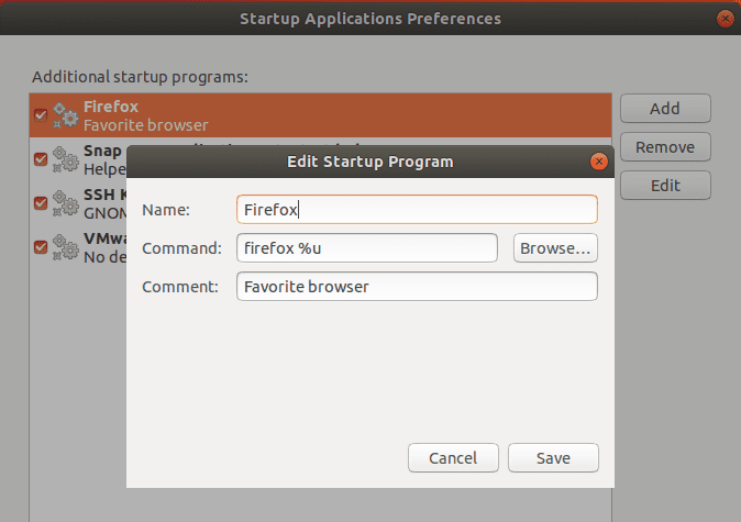 Add Firefox to startup