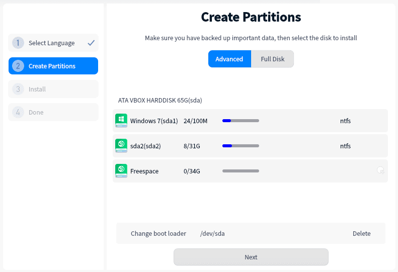 Create partitions