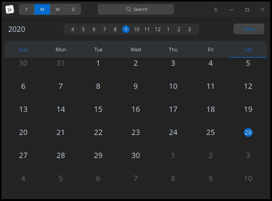 Deepin 20 Calendar