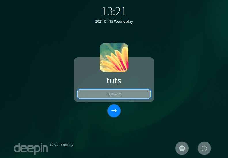 Deepin Login Screen