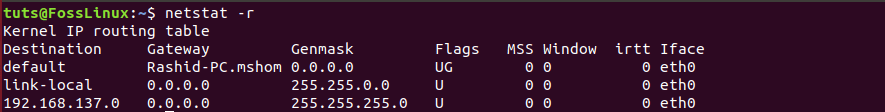 Display Kernel IP Routing Table