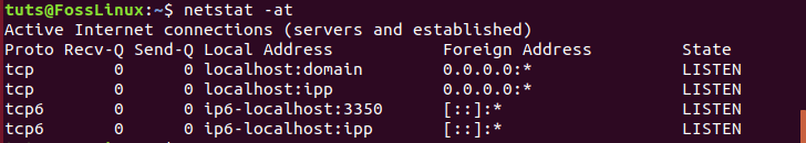 Display tcp ports