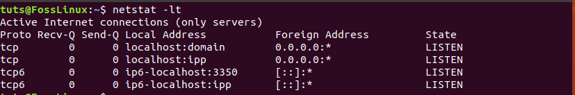 Display tcp listening ports