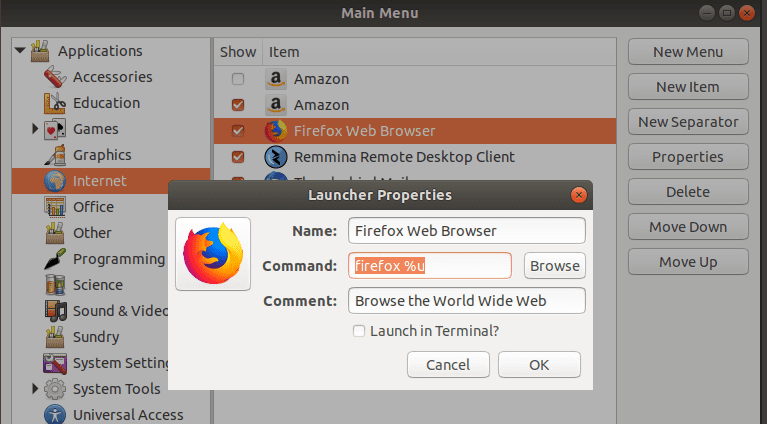 Firefox command