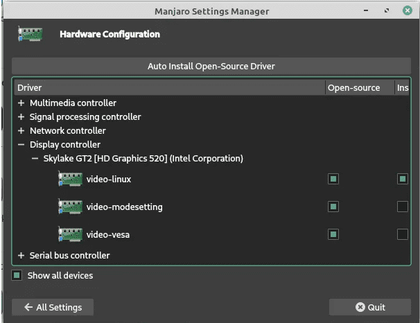 Manjaro’s hardware detection and configuration tool