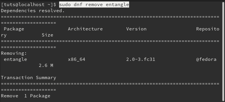 Remove Entangle on Fedora