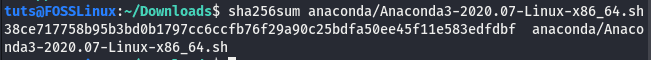 sha256 checksum of anaconda installer script