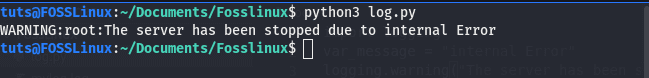 displayng variable in log message