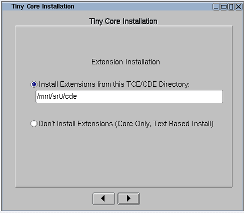 Tiny Core Linux App Extensions Installation Options