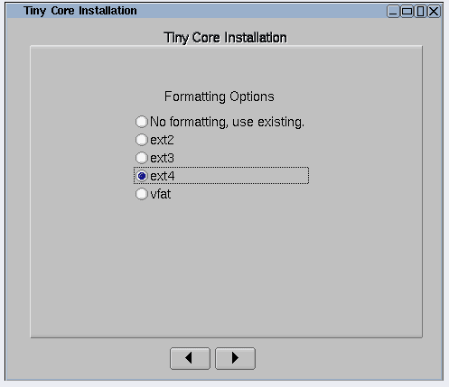 Tiny Core Linux Hard Drive Formatting Options