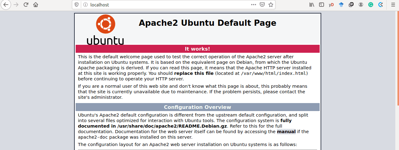 Apache webserver access through hostname localhost