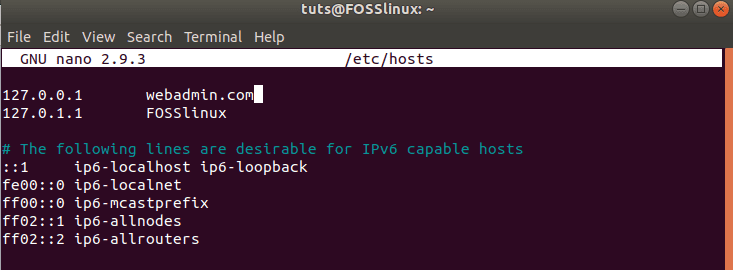 Editing hostname on Linux host file