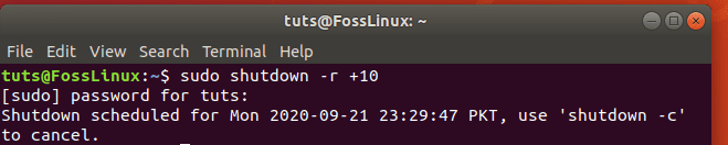 schedule reboot on linux