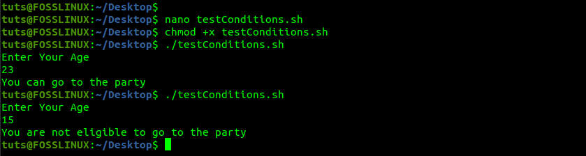 Bash conditional statements