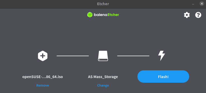 Create a bootable USB of OpenSUSE with Etcher