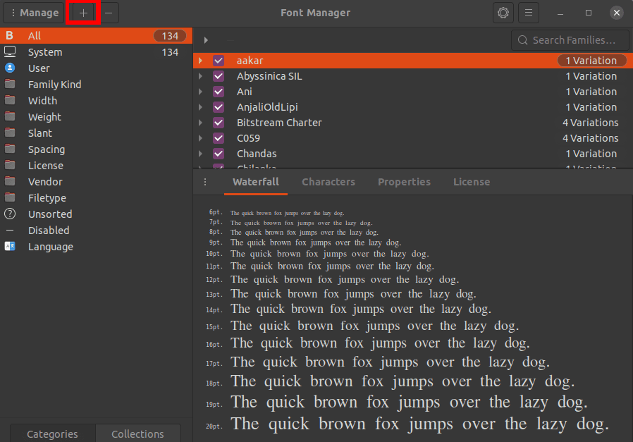 Font Manager window