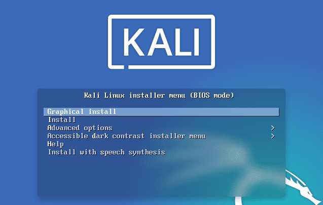 Kali Linux Boot Menu