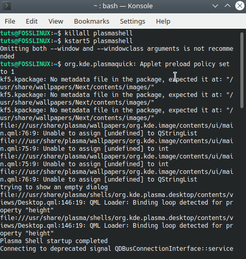 Restart KDE Plasma 5