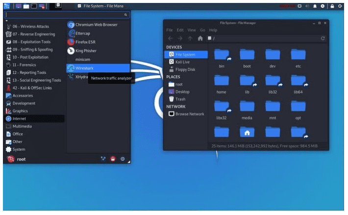 Kali Linux desktop environment