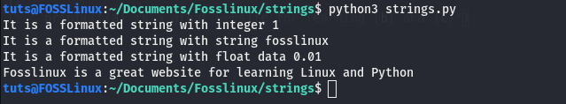 string formating using f-strings