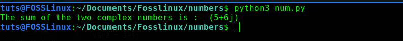 sum of two complex numbers