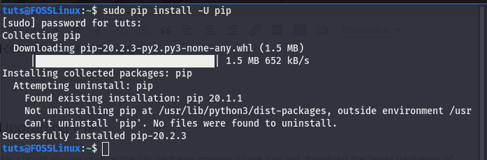 updating pip