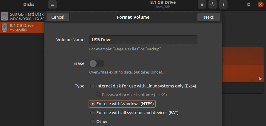 Format USB