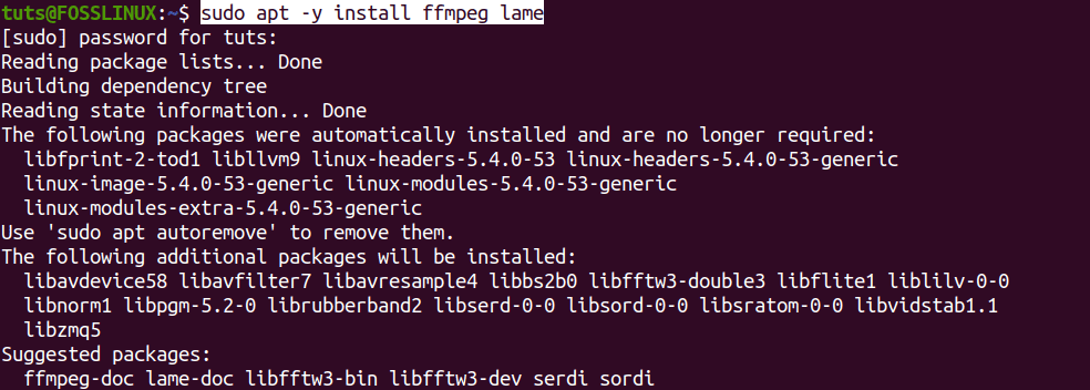 Install FFmpeg and Lame