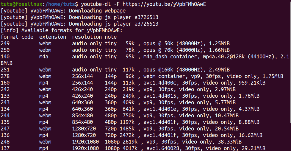 Video Formats