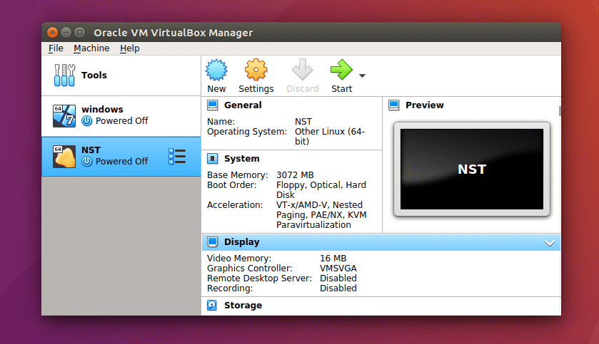 VirtualBox Interface Before Starting Virtual Machine