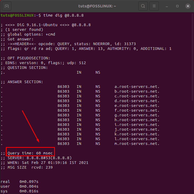 GoogleDNS query time