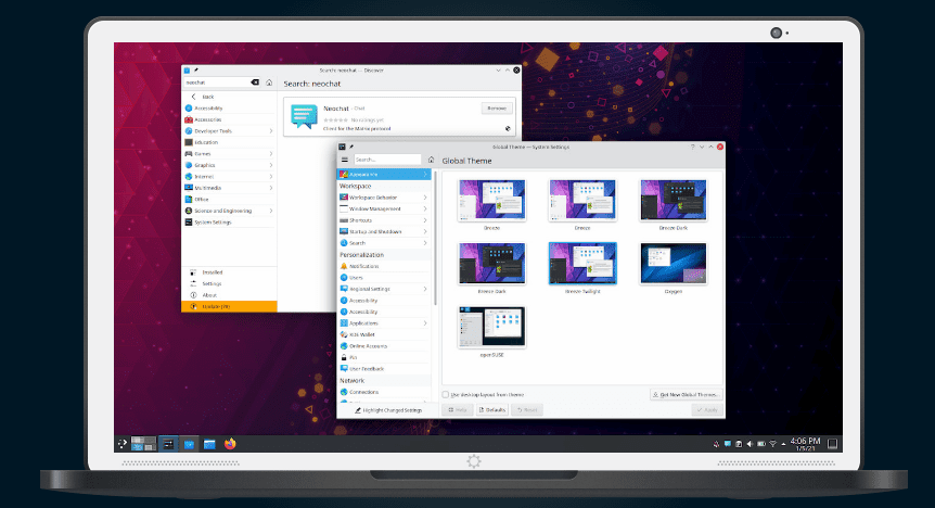KDE Plasma 5.21 Breeze Twilight Theme