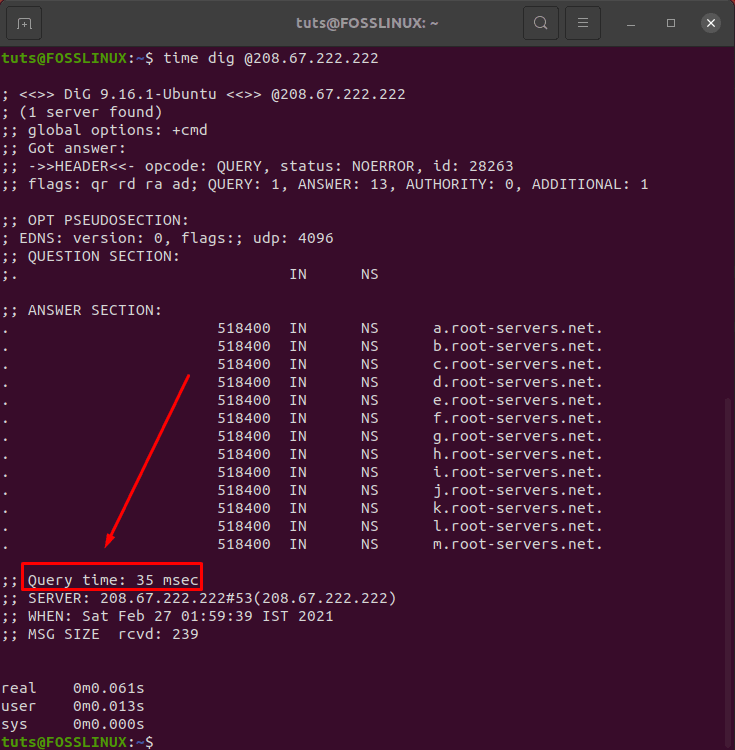 OpenDNS query time