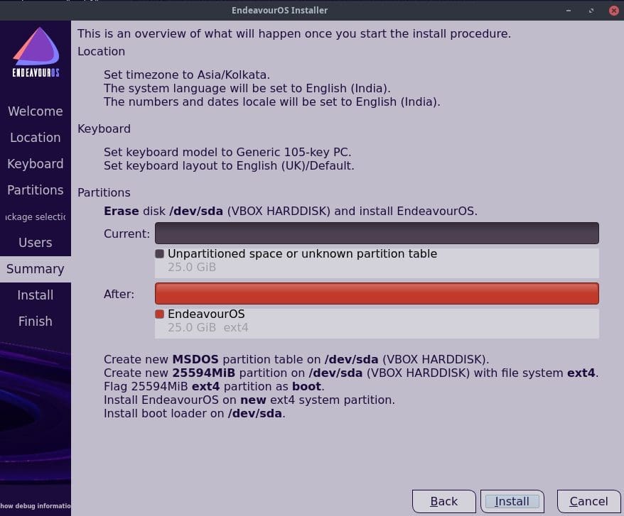 Overview of Installation Summary