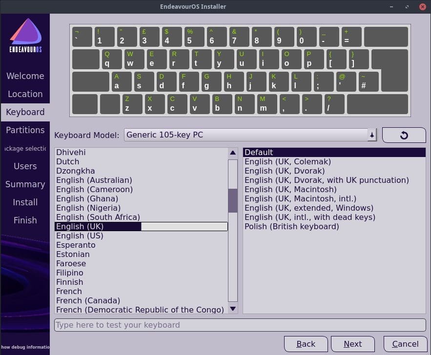 Choose Keyboard Layout