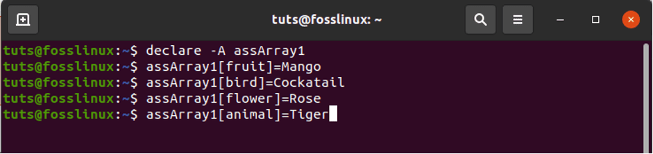 Example 1: Declaring and Initializing an Associative Array