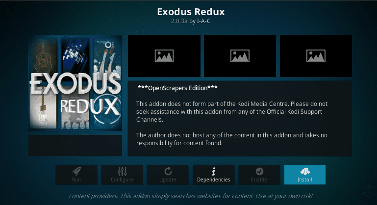 Exodus Redux: Install