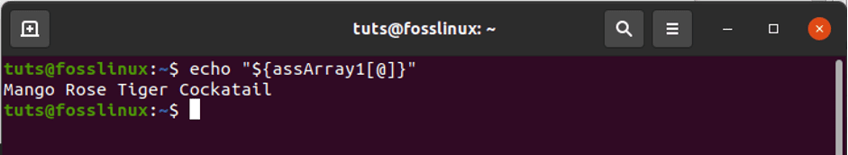 Example 2: Using the bash parameter expansion to print out all the keys and values of an array