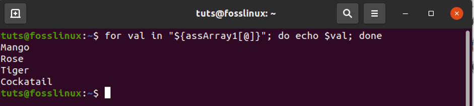 Example 2: Using loop to print out all the keys and values in an array