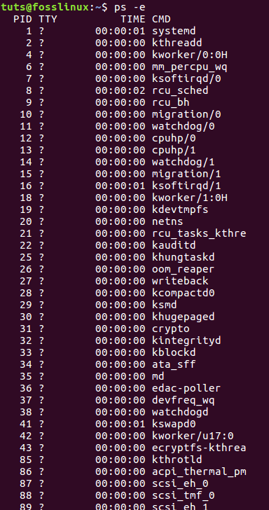 options to add to the ps command