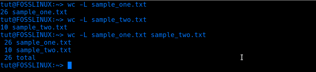 wc -L command