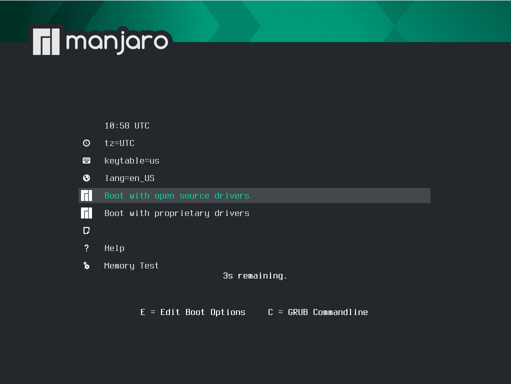 Manjaro First Boot Screen