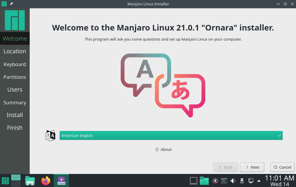 Manjaro Linux Installer - Welcome
