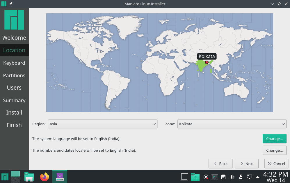 Manjaro Linux Installer - Location