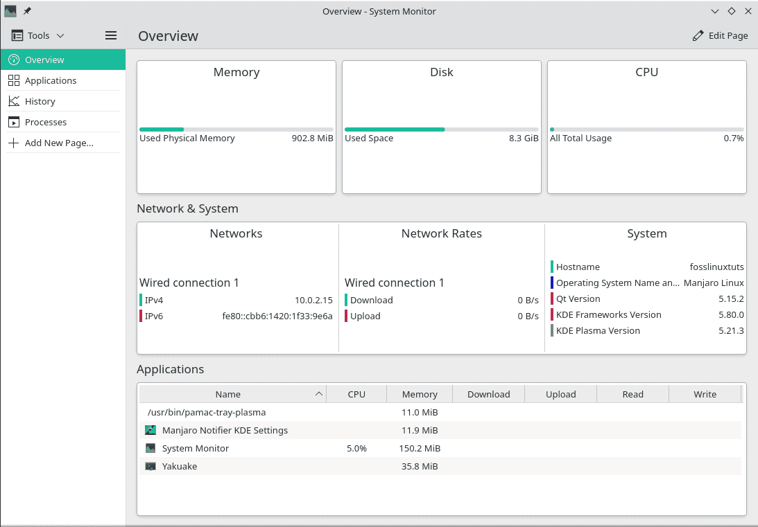 Manjaro 21.0 Ornara - System Monitor